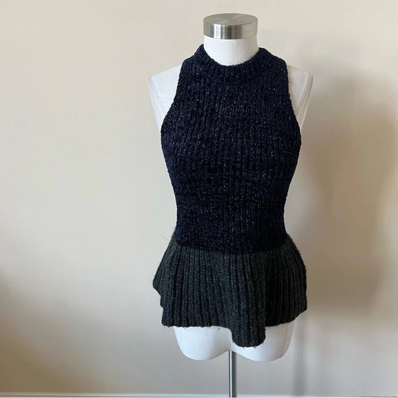 3.1 Philip Lim Metallic Peplum sweater top 17828 - Picture 3 of 8